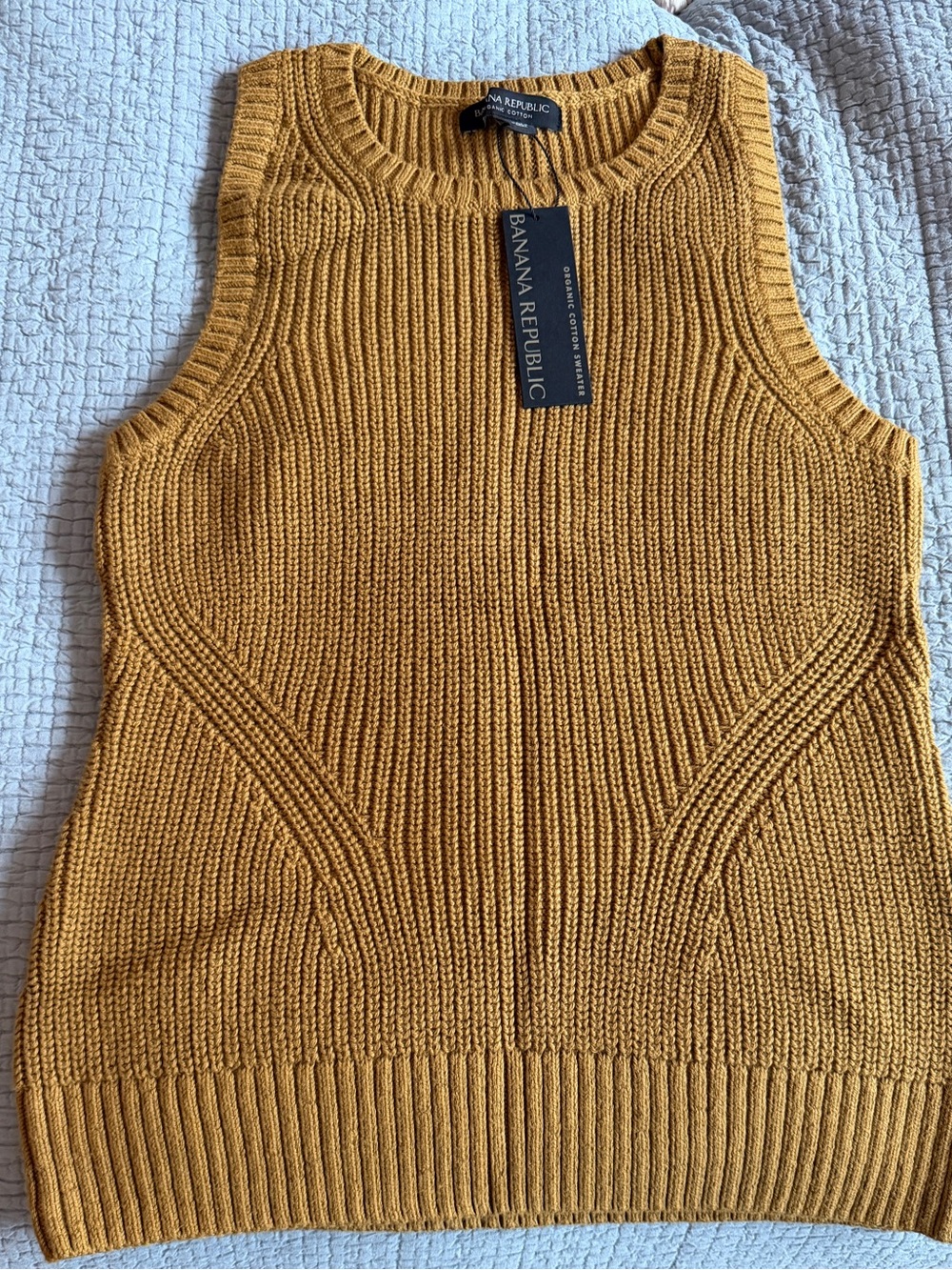 Banana Republic Mustard Knit Sleeveless Sweater Petite Small NWT